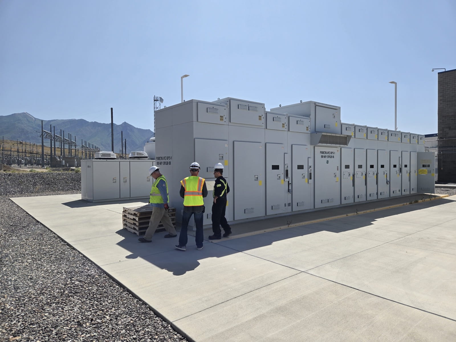 Containerized medium-voltage UPS lineup installed on a customer site